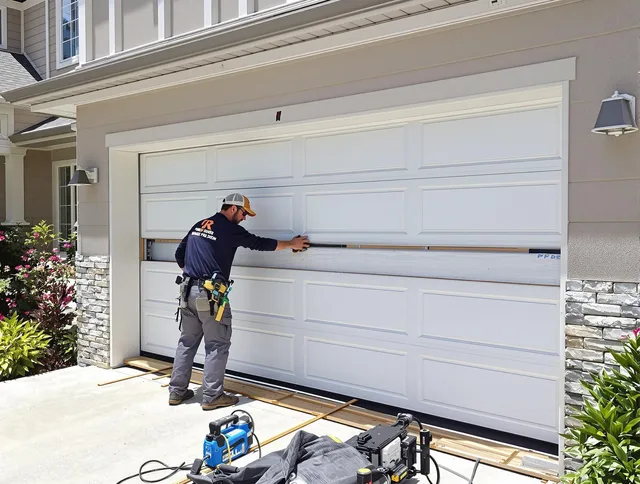 North Tustin Garage Door Repair team performing complete garage door replacement at North Tustin residence