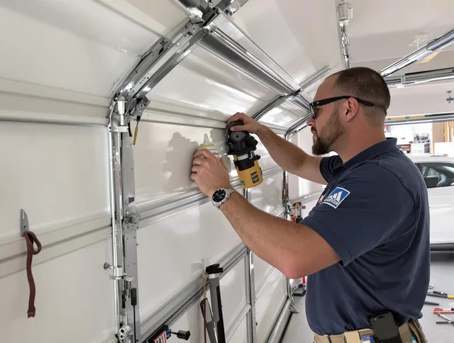 North Tustin Garage Door Repair technician quieting a noisy garage door in North Tustin